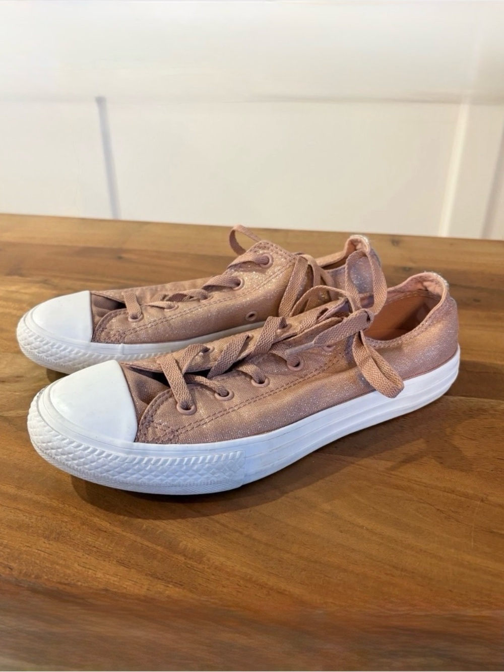 Converse Youth All Star Metallic Pink Sparkle Low Rise Sneaker Shoes Sz 4 Skater